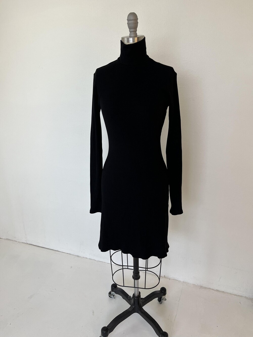 Reformation Maya Ribbed Dress Mockneck Turtleneck Small Black Bodycon Knit Mini